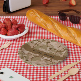 Woestijncamouflagepatroon, jouw naam, personalisee papieren bordje