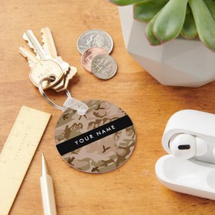 Woestijncamouflagepatroon, jouw naam, personalisee sleutelhanger