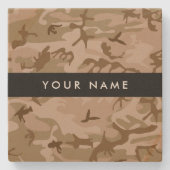 Woestijncamouflagepatroon, jouw naam, Personalisee Stenen Onderzetter (Voorkant)