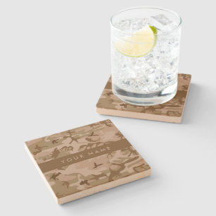 Woestijncamouflagepatroon, jouw naam, Personalisee Stenen Onderzetter