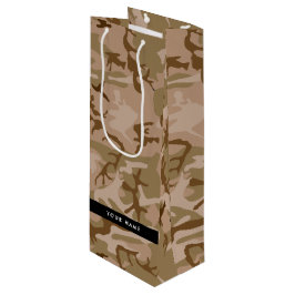 Woestijncamouflagepatroon, jouw naam, personalisee wijn cadeautas