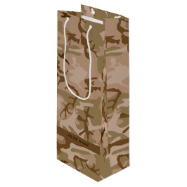 Woestijncamouflagepatroon, jouw naam, personalisee wijn cadeautas