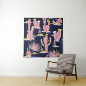 Woestijnchic: Pastel Cactus Bloom Wandkleed (In situ)