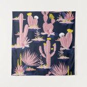 Woestijnchic: Pastel Cactus Bloom Wandkleed (Voorkant)