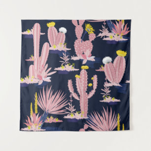 Woestijnchic: Pastel Cactus Bloom Wandkleed