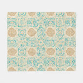 Woestijndroom  zand en turquoise bloemen fleece deken (Voorkant (Horizontaal))