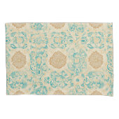 Woestijndroom  zand en turquoise bloemen kussensloop (Voorkant-Links)