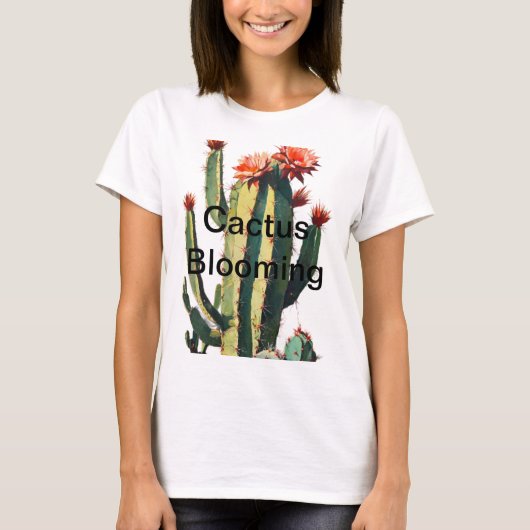Woestijnelegantie: bloeiende cactus t-shirt (Voorkant)