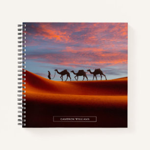 woestijnen   Man en kamelen in de Sand Dunes Notitieboek
