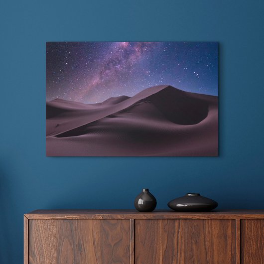 woestijnen | Milky Way Starry Sky Sand Dune Dubai Canvas Afdruk