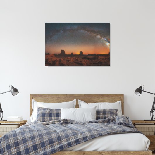 woestijnen | Starry Sky over woestijnlandschap Canvas Afdruk (Insitu (Slaapkamer))