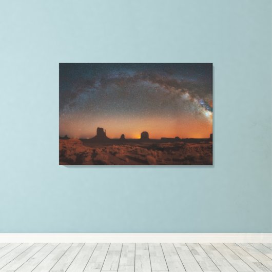 woestijnen | Starry Sky over woestijnlandschap Canvas Afdruk (Insitu (Houten vloer))