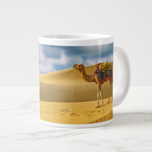 woestijnen | Thar Desert Rajasthan India Camel Grote Koffiekop (Voorkant rechts)