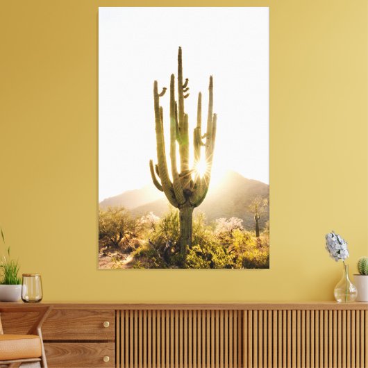 Woestijnfotografie Decor met Cactus Canvas Afdruk (Insitu (Woonkamer))