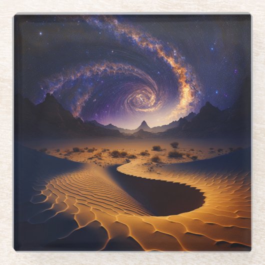 Woestijngalaxy Surreal Landscape Art Glazen Onderzetter (Voorkant)