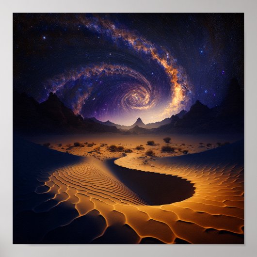 Woestijngalaxy Surreal Landscape Art Poster (Voorkant)