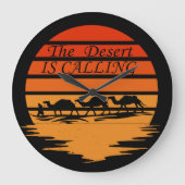 woestijngebied met  kamelen grote klok (Voorkant)