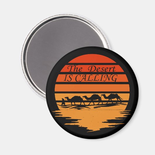 woestijngebied met  kamelen magneet (Voorkant / Achterkant)