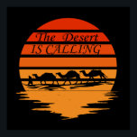 woestijngebied met  kamelen poster<br><div class="desc">een fantastische woestijnlandschapsscène met kamelen en een , retro-ziend grafisch ontwerp met zonsondergang is een geweldig verjaardagscadeau en kerstcadeau voor je beste vriend, familielid, vriendje of vriendin die ook houdt van het woestijnlandschap, caravan en camel art silhouette. Als je wilt wat je ziet, kun je uitchecken op meer vergelijkbare design...</div>