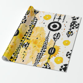 Woestijngloed: Gele Tribale Design Cadeaupapier