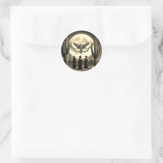 Woestijnheksen en maanmot - Mystieke Sticker (Tas)