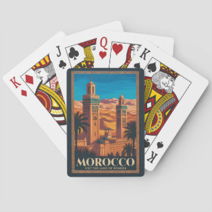 Woestijnillustratie Reis Kunst Vintage Marokko Pokerkaarten