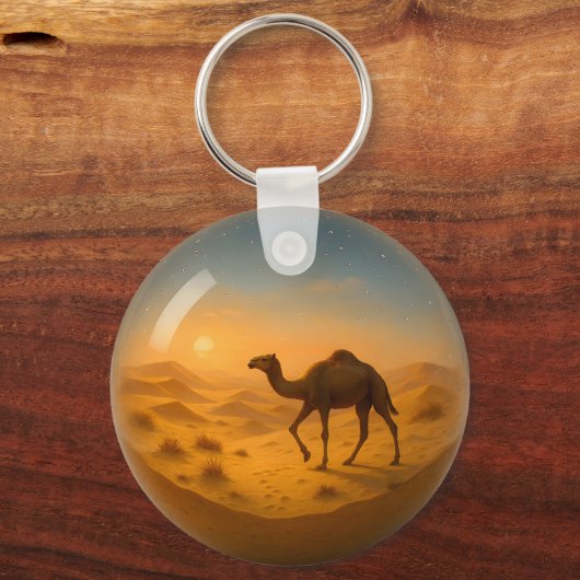 Woestijnkameel in Glass Sphere-Sleutelhanger Sleutelhanger (Achterkant)