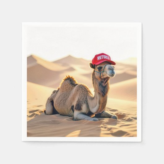 Woestijnkameel met een afgedankte pet servet (Voorkant)