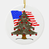 Woestijnkamouflage kerstboom met Amerikaanse vlag Keramisch Ornament (Voorkant)