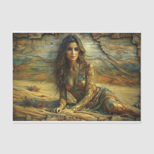 Woestijnkeizerin: Golden Sands Portrait Decoupage Tissuepapier (Voorkant)