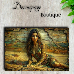 Woestijnkeizerin: Gouden Zanden Portret Decoupage Tissuepapier