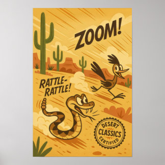 Woestijnklassiekers – Roadrunner & Rattlesnake Cha Poster