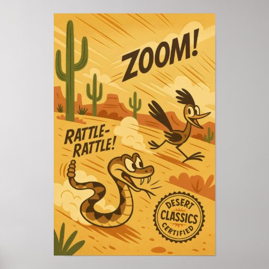 Woestijnklassiekers – Roadrunner & Rattlesnake Cha Poster (Voorkant)