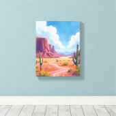 Woestijnkloof | Cactus Natuur Landschap Canvas Afdruk (Insitu (Houten vloer))