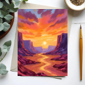 Woestijnkloof Zonsondergang | Gele Schilderij Kaar