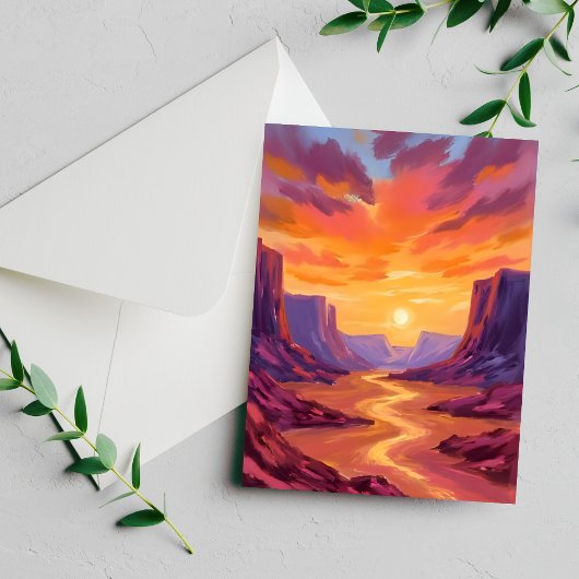 Woestijnkloof Zonsondergang | Gele Schilderij Kaar