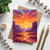 Woestijnkloof Zonsondergang | Gele Schilderij Kaar