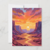 Woestijnkloof Zonsondergang | Gele Schilderij Kaar (Voorkant)