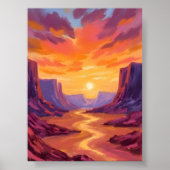 Woestijnkloof Zonsondergang | Gele Schilderij Poster (Voorkant)