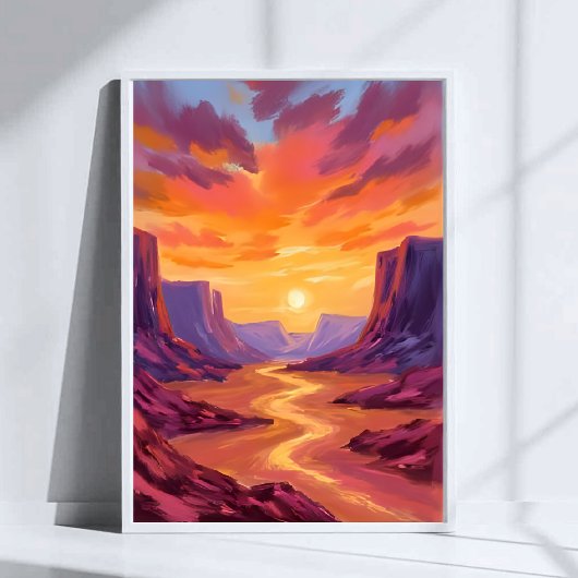 Woestijnkloof Zonsondergang | Gele Schilderij Poster