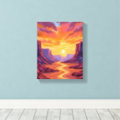 Woestijnkloof Zonsondergang | Gele Schildering Canvas Afdruk (Insitu (Houten vloer))