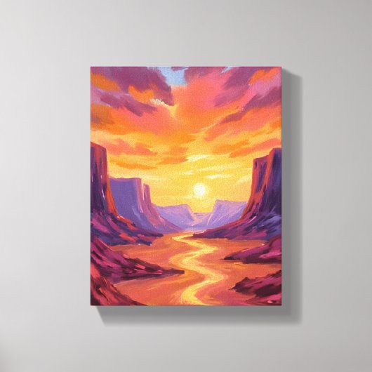 Woestijnkloof Zonsondergang | Gele Schildering Canvas Afdruk (Voorkant)