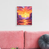 Woestijnkloof Zonsondergang | Gele Schildering Canvas Afdruk (Insitu (Woonkamer))