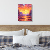 Woestijnkloof Zonsondergang | Gele Schildering Canvas Afdruk (Insitu (Slaapkamer))