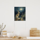 Woestijnkonijn onder de maan poster (Keuken)
