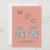 Woestijnkoraal Elegante Moderne QR Code Wedding Kaart (Achterkant)