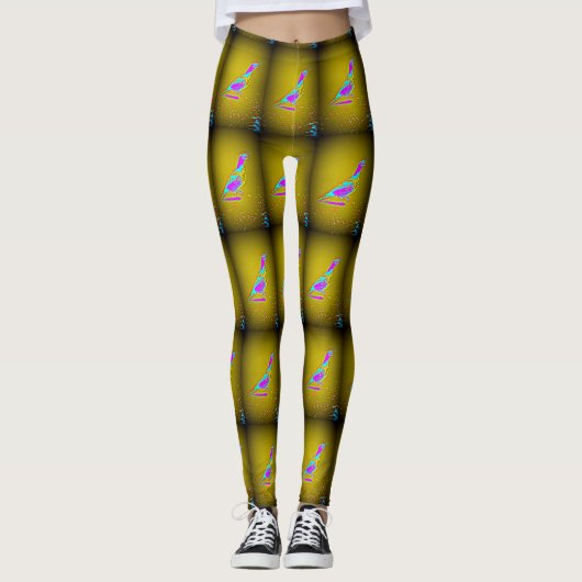 Woestijnkwartel staand geel leggings (Voorkant)