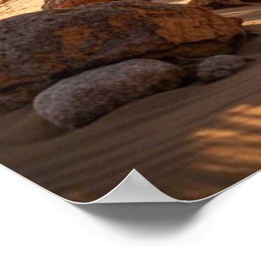 Woestijnlandschap bij zonsondergang poster (Hoek)