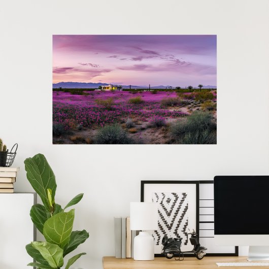 Woestijnlandschap in Bloom AI Art | Fottorealistis Poster (Thuiskantoor)
