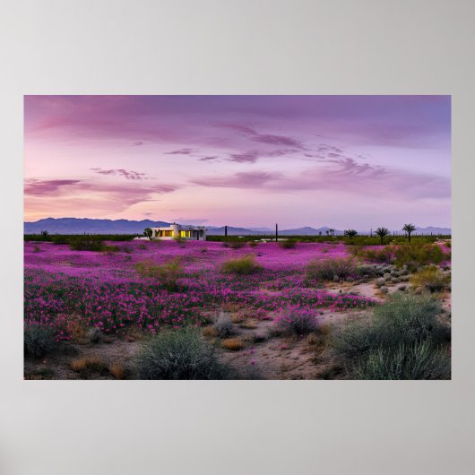 Woestijnlandschap in Bloom AI Art | Fottorealistis Poster (Voorkant)